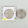 JUBILEUMSMYNT, 2 st, silver, 100 kr 1985 samt 5 kr 1966