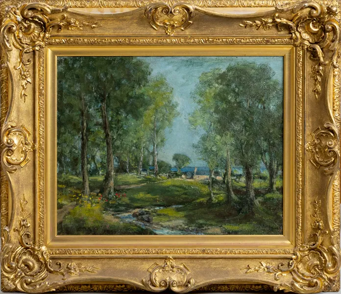 OIDENTIFIERAD KONSTNÄR, olja på duk, 1800-tal, otydligt signerad
