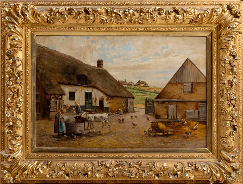 OIDENTIFIERAD KONSTNÄR, olja på duk, 1800-tal, otydligt signerad