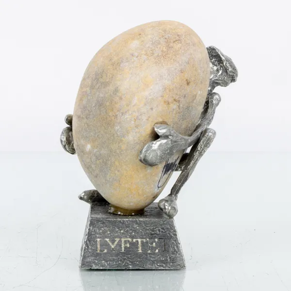 HENRY GUSTAFSSON, skulptur, tenn och sten, "Lyftet", signerad