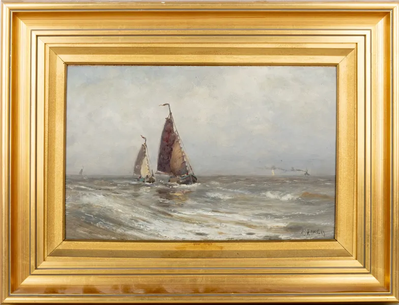 OIDENTIFIERAD KONSTNÄR, olja på pannå, 1800-tal, otydligt signerad Hemsley