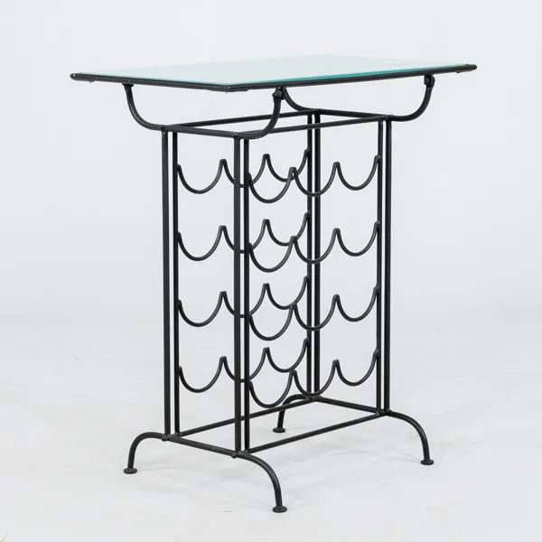SIDOBORD / VINSTÄLL, metall och glas, 1900-/2000-tal