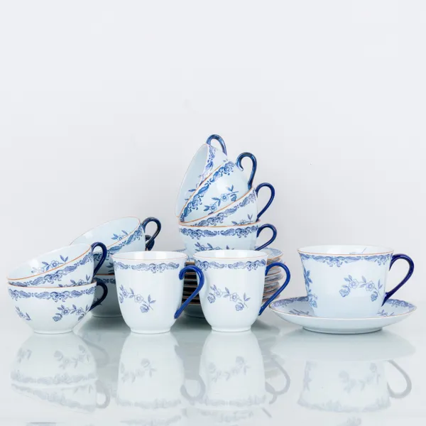 TE- SAMT KAFFEKOPPAR MED FAT, 12 st, porslin, "Ostindia", Rörstrand, 1900-/2000-tal