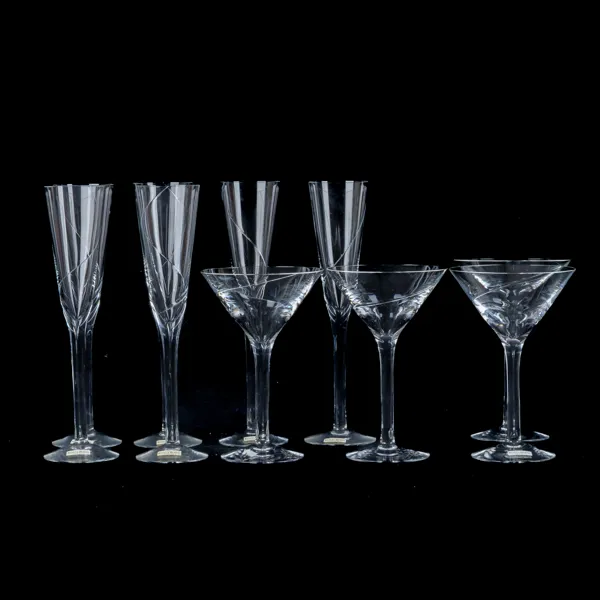 ANNA EHRNER, 6+4 st, champagne och cocktailglas, "Line", Kosta Boda
