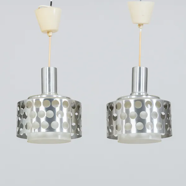 TAKLAMPOR, 1 par, aluminium och glas, 1900-talets mitt