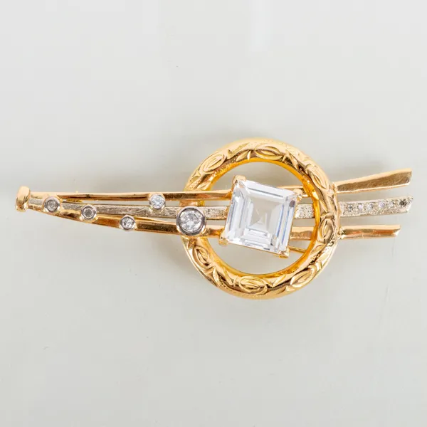 BROSCH, 18k guld, med bla diamanter