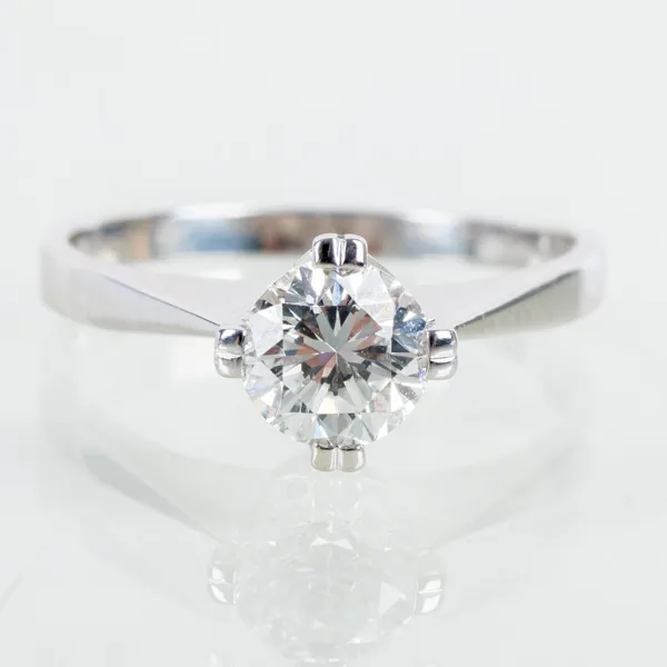 ENSTENSRING, 18k vitguld, med briljantslipad diamant ca 0.75 ct, Spectra, GD & Co, 1989