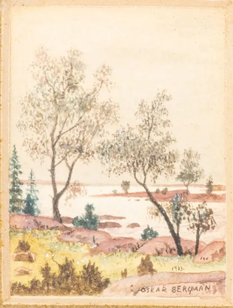 OSKAR BERGMAN, akvarell, miniatyr, signerad och daterad 1913