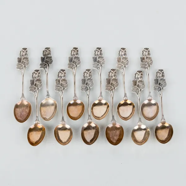 KAFFESKEDAR, 12 st, silver, GEWE, Malmö 1965