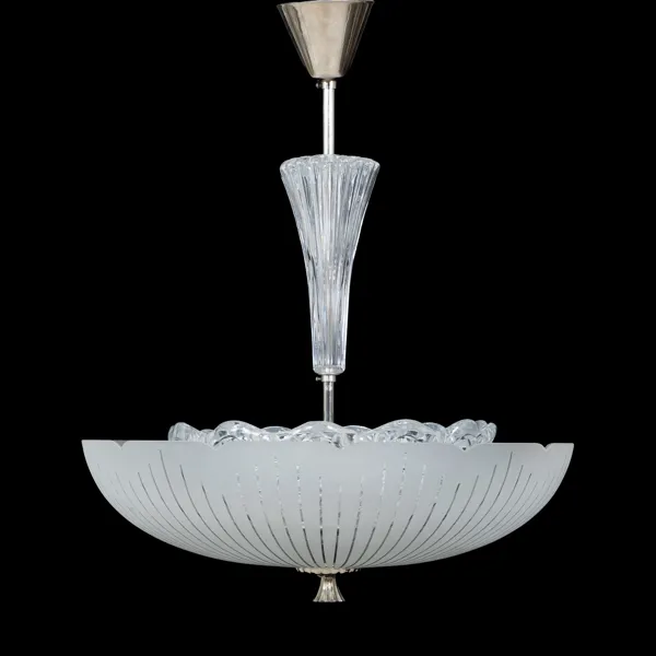 TAKLAMPA, glas och mässing, sannolikt Orrefors, 1900-talets mitt