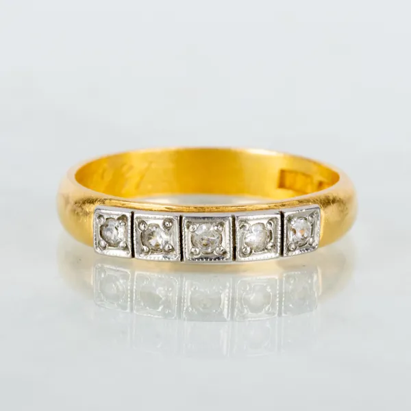 RING, 23k guld, med mindre diamanter, John Petterssons Eftr. Juvelerar AB, Stockholm 1930