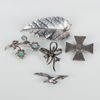 BROSCHER, 5 st, bla silver, 1900-tal
