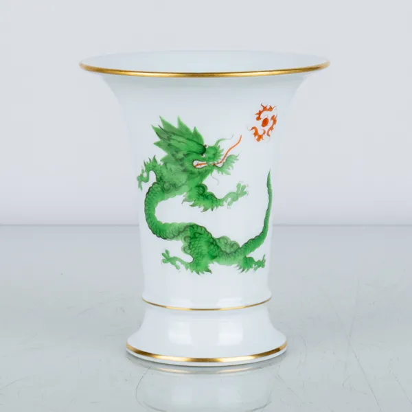 TRUMPETVAS, porslin, "Grön ming dracke", Meissen, Tyskalnd, 1900-tal