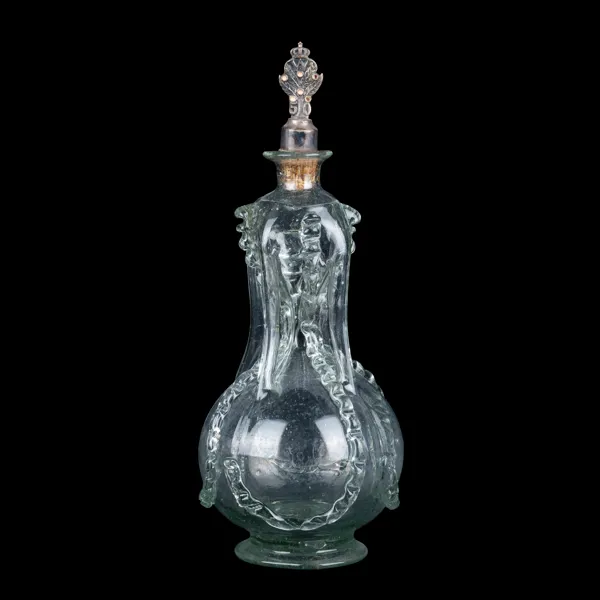  KLUCKFLASKA, glas, 1700-/1800-tal