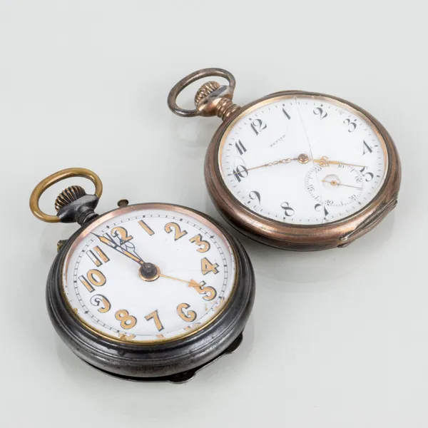 FICKUR, 2 st, silver, bla Zenith, 1900-talets första hälft