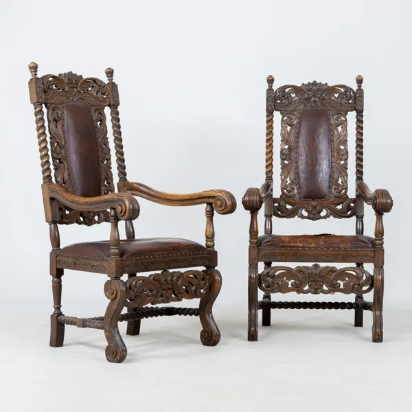 KARMSTOLAR, 1 par, barockstil, 1800-/1900-tal