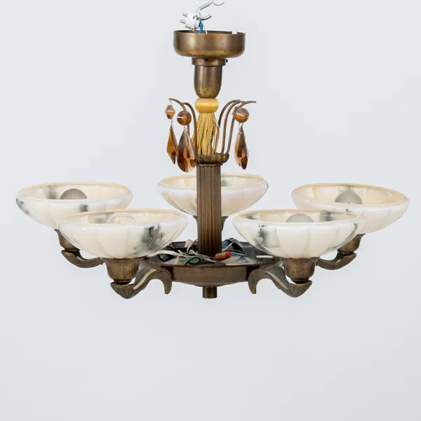 TAKLAMPA, patinerad mässing, 1930-/40-tal