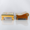 FOTPALLAR, 2 st, 1800-/1900-tal, broderad sits