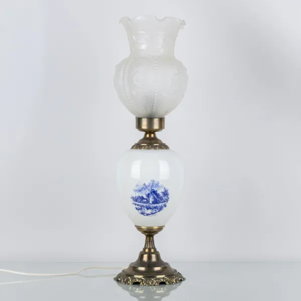 BORDSLAMPA, porslin och mässing, 1900-tal