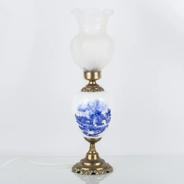 BORDSLAMPA, porslin och mässing, 1900-tal
