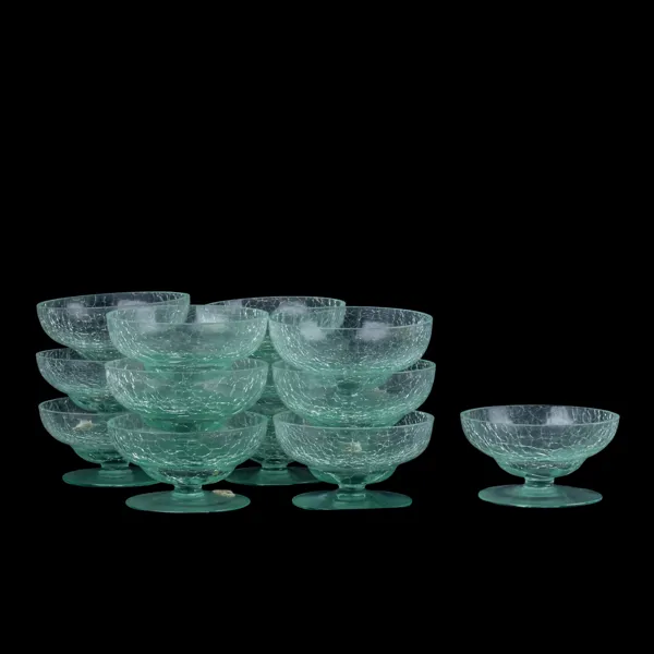DESSERTSKÅLAR, 15 st, sk Skansenglas, 1900-talets mitt