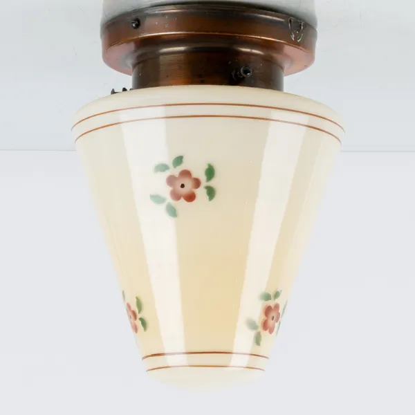 TAKLAMPA, koppar och glas, 1930-/40-tal