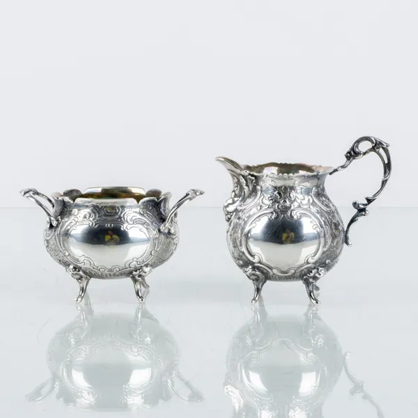 SOCKERSKÅL OCH GRÄDDKANNA, silver, Gewe, 1930