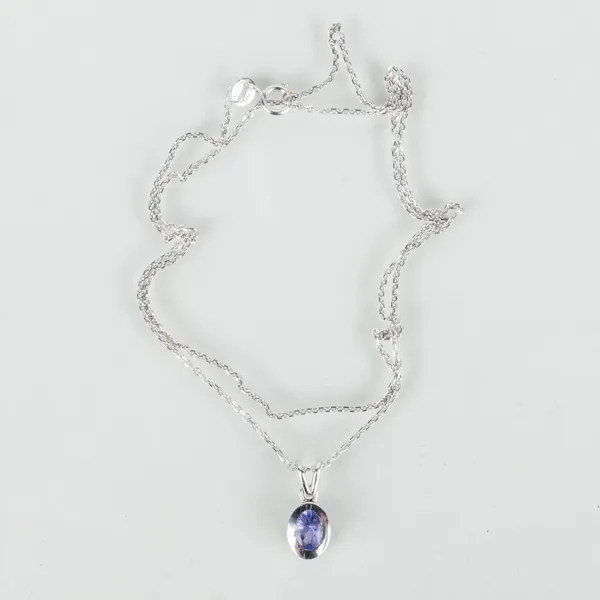 COLLIER MED HÄNGE, 14/18k vitguld, med tanzanit ca 0.51 ct