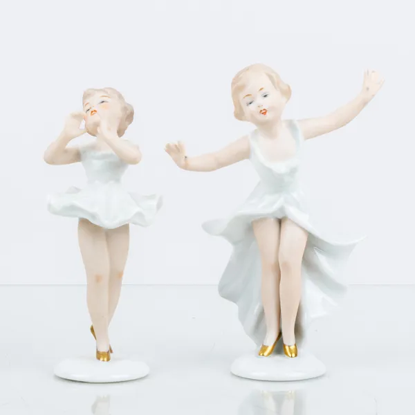 FIGURINER, 2 st, porslin, bla Wallendorf