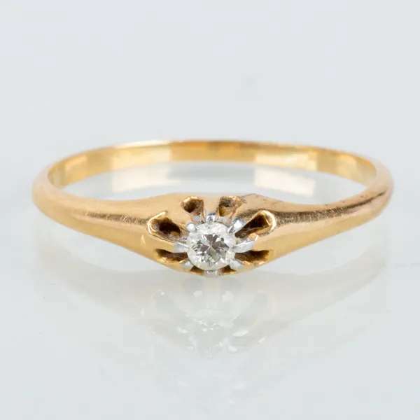 RING, 14k guld, med briljantslipad diamant