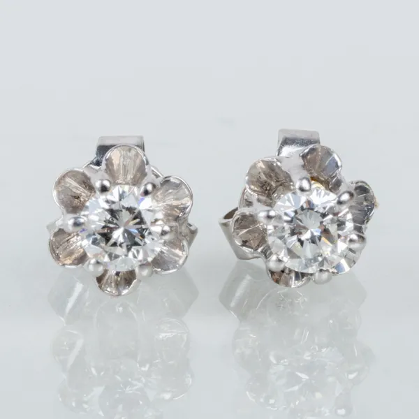 ENSTENSÖRHÄNGEN, 1 par, 18k vitguld, med briljantslipade diamanter tot ca 0.30 ct