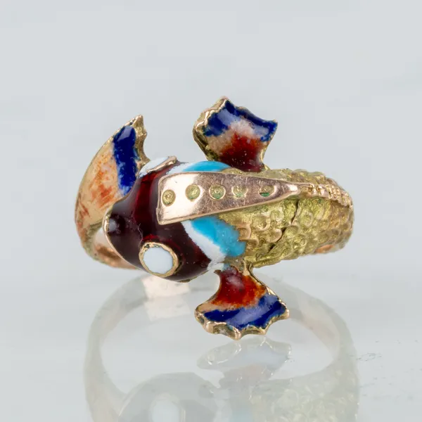 RING, 14k guld och emalj, sannolikt 1900-talets andra hälft 