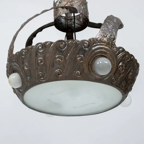 TAKLAMPA, koppar, jugend, omkring år 1900