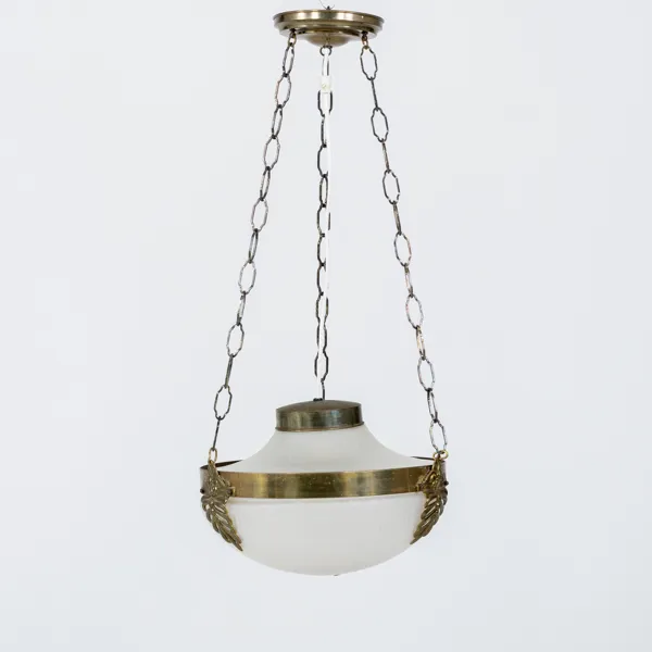 TAKLAMPA, mässing och glas, 1900-talets första hälft