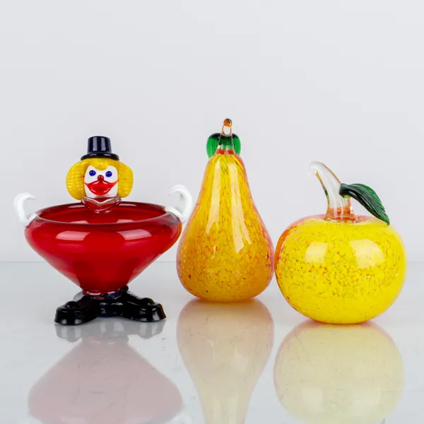 GLASFRUKTER, 2 st samt SKÅL, glas, 1900-tal