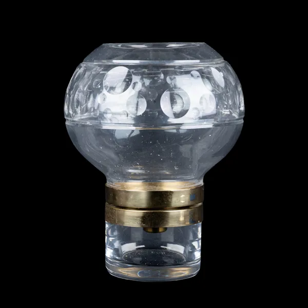 OLLE ALBERIUS, ljuslykta, glas och mässing, Orrefors