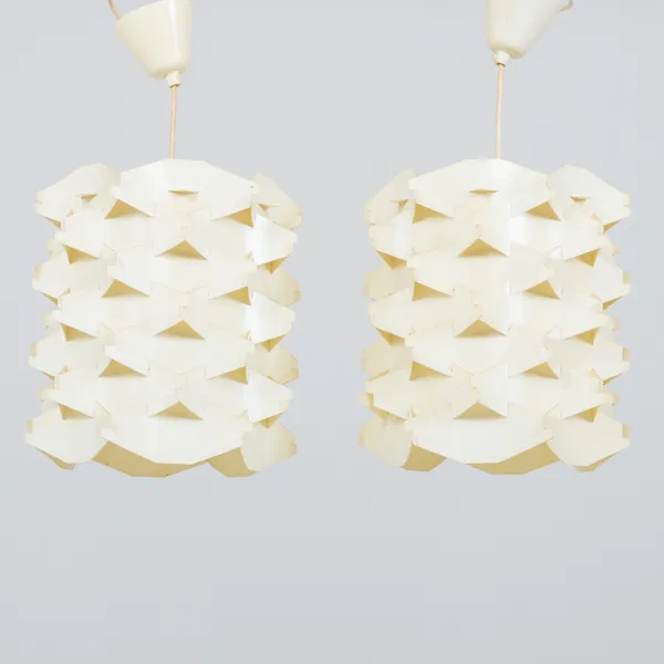 FLEMMING BRYLLE / PREBEN JACOBSEN, 1 par taklampor, plast, "Cosmo Light", Danmark, 1960-/70-tal