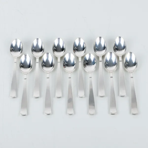 JACOB ÄNGMAN, 12 st kaffeskedar, silver, "Rosenholm", GAB, Stockholm, 1950-/60-tal