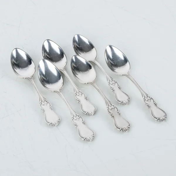 KAFFESKEDAR, 6 st, silver, CG Hallberg, Stockholm 1933