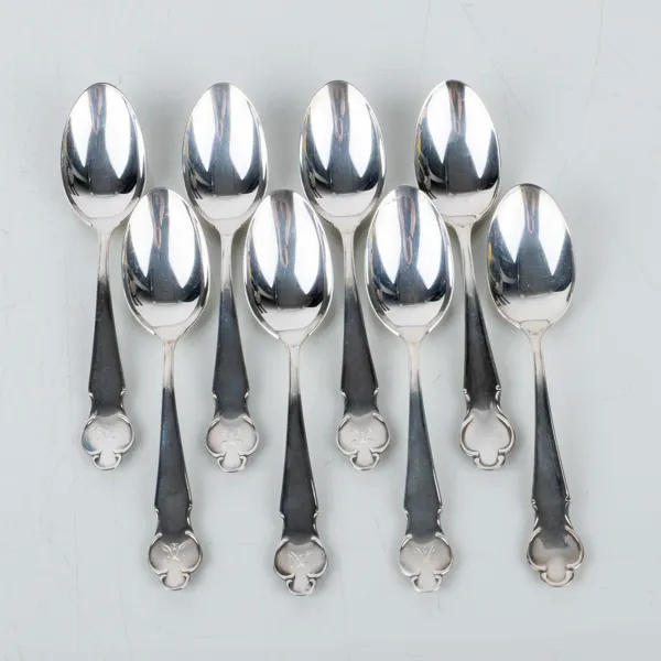DESSERTSKEDDAR, 8 st, silver, "Disa", MEMA och MGAB, 1961 och 1990