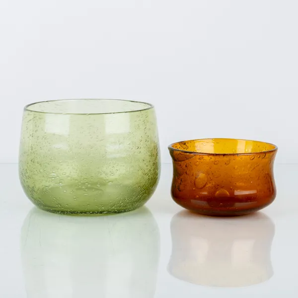 ERIK HÖGLUND, 2 st, skålar, glas, Boda