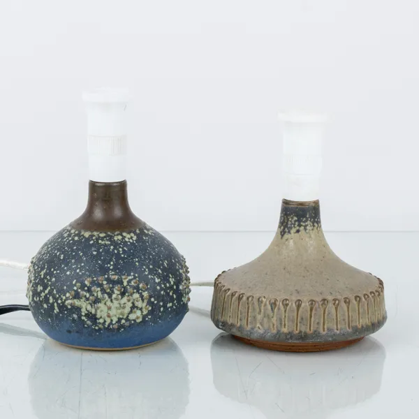 ROLF PALM, 2 st bordslampsfötter, Mölle, 1900-tal