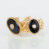 RINGAR, 2 st, 18k guld, med onyx och orientpärlor, 1800-/1900-tal