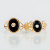 RINGAR, 2 st, 18k guld, med onyx och orientpärlor, 1800-/1900-tal