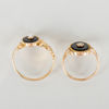 RINGAR, 2 st, 18k guld, med onyx och orientpärlor, 1800-/1900-tal