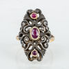 RING, 14k guld och silver, med rubiner, 1800-/1900-tal