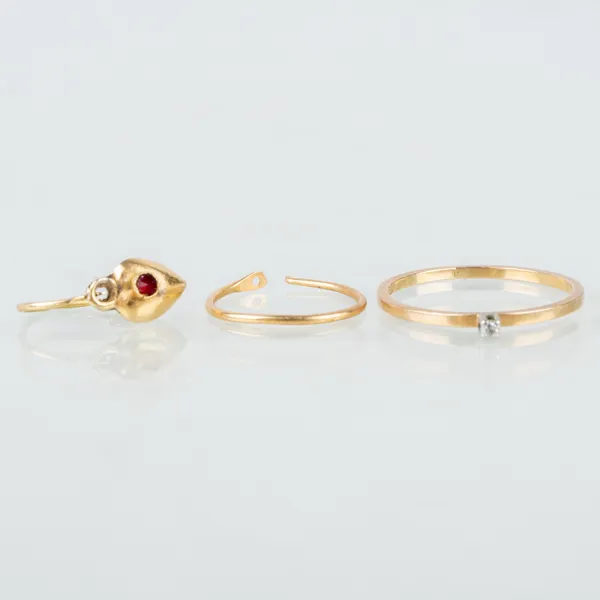 RING OCH ÖRHÄNGEN, 3 del, 18k guld