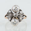 RING, 14k guld och silver, med gammalslipade diamanter tot ca 1.08 ct, sannolikt tidigt 1900-tal