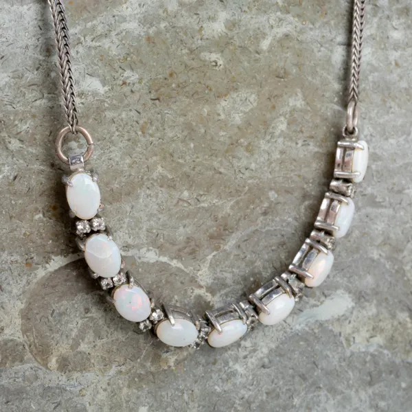 COLLIER, silver, med opaler, sannolikt 1900-talets första hälft
