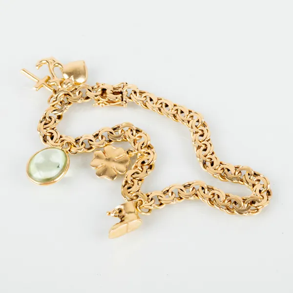 ARMBAND, 18k guld, Bismarck, med berlocker, svenska stämplar NJ Stockholm H9